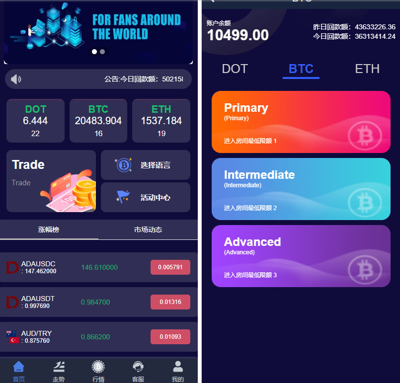 全新UI微盘，时间盘，微交易，开源无加密可二开